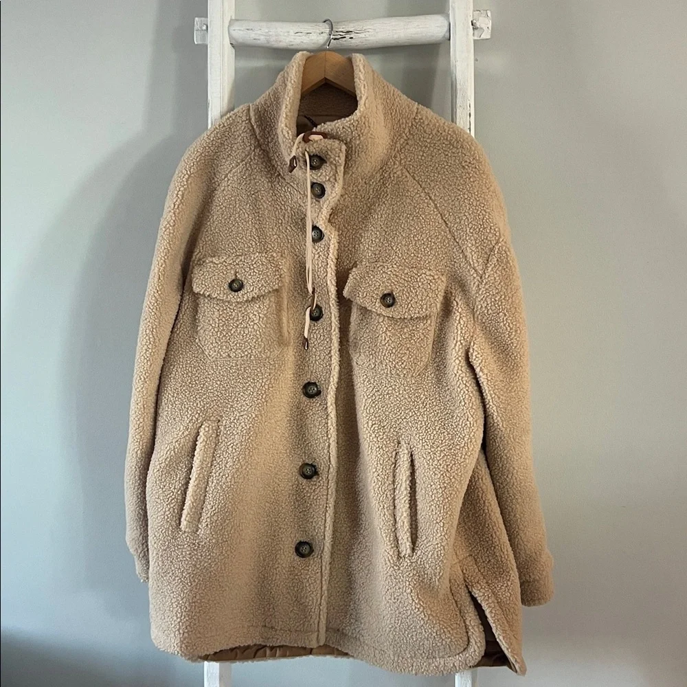 Ugg Kookaburra camel Tan Teddy winter lined cold weather Sherpa Jacket medium - Picture 4 of 11